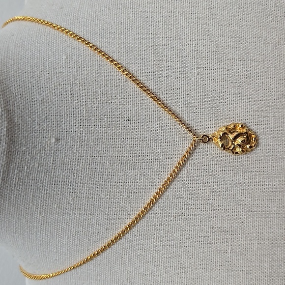 VINTAGE RONTE OF HOLLYWOOD GOLDEN NUGGET PENDANT NECKLACE 24KG EP - Picture 1 of 6